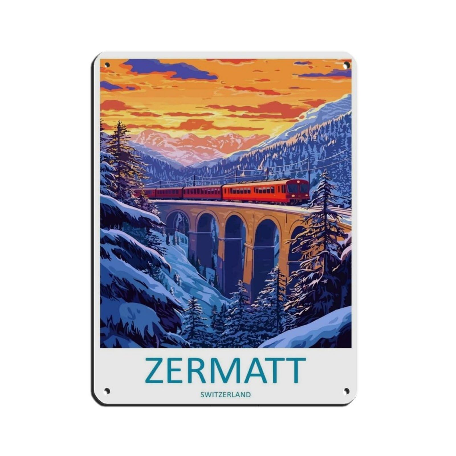 Zermatt Travel Zermatt Home Décor Zermatt Alps Art (2) Retro Poster Metal Tin Sign Chic Art Retro Iron Painting Bar People Cave Cafe Family Garage Poster Wall Decoration 12x16inch(30x40cm)