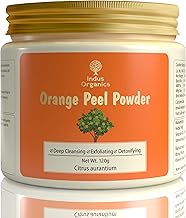 Indus Organics Orange Peel Powder face pack- For Boosten Collagen, Tan Removal, Oil Control, Glowing Skin, Scars Removal,Natural Skin cleanse, Antioxidants Add Glow with Vitamin C -120gm | Eco-Friendly Glass Jar