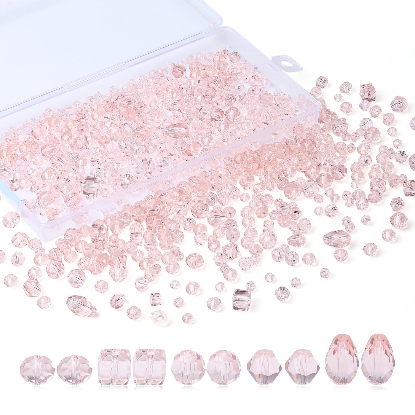 XIANNVXI 800pcs Faceted Pink Glass Beads 4/6/8mm Pink Beads for Jewellery Making for Crafting, 4mm, 6mm, 8mm