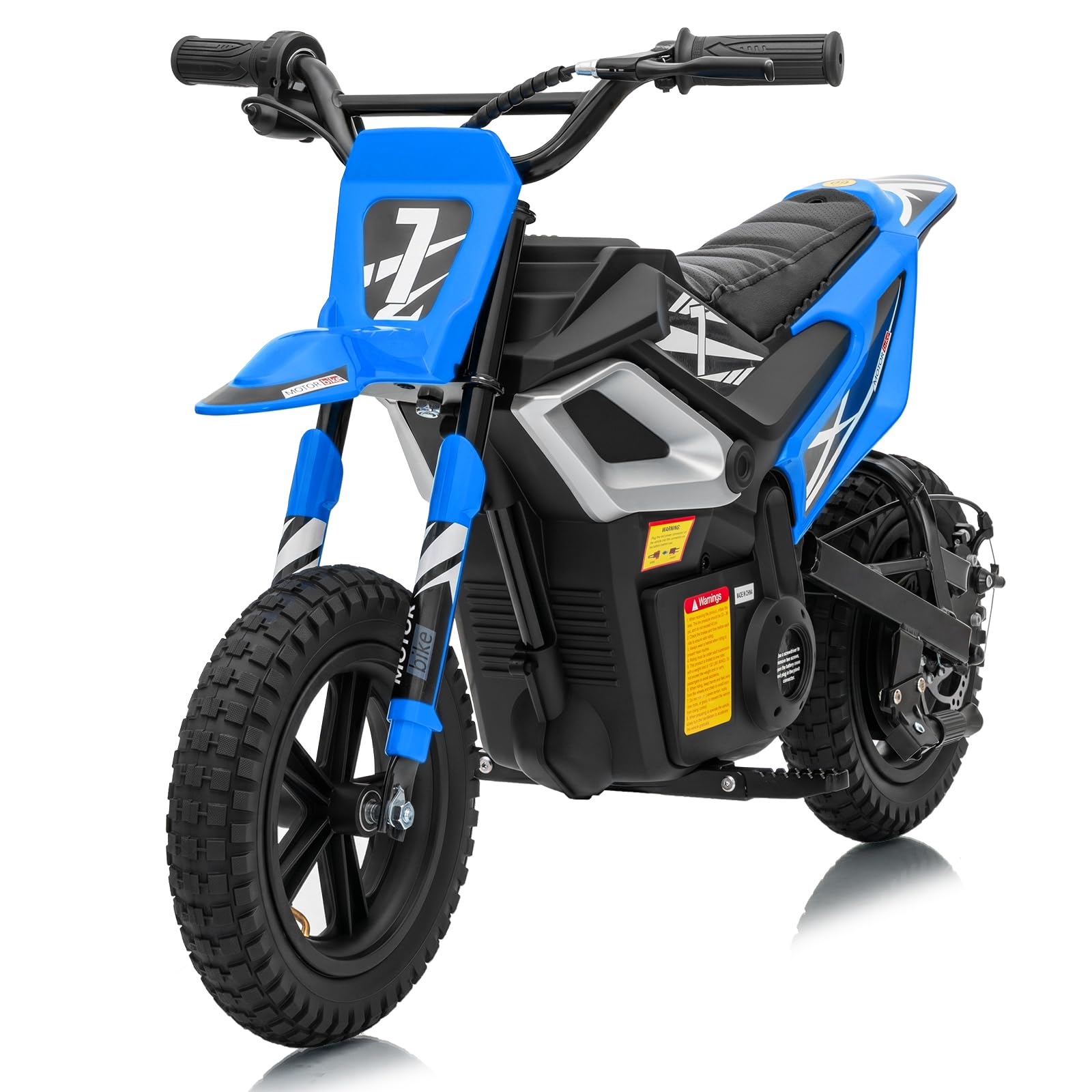 LALAHO Moto Electrica Niños 4V 7Ah con Motor Sin Escobillas de 250 W, Máxima 22,5 km/h, Autonomía de 19 km, Neumático de 12 Pulgadas 8 a 12 años (Azul)