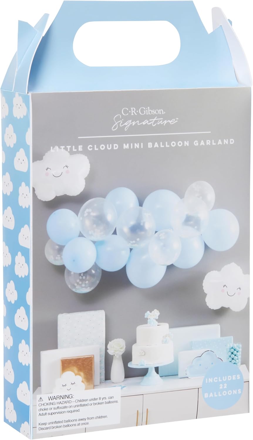 C.R. Gibson CBGS-25641 Little Cloud Mini Balloon Garland Kit Party Decorations, Sizes Vary, Multicolor, 25 Pieces