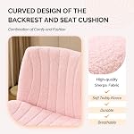 VINGLI Criss Cross Chaise Legged,Table de bureau Wide Comfy,Tâche d'utilisation double avec/sans roues,Travailleuse sans bras pivotante Vanity Boucle chaise pour l'étude,Make Up,Bureau à domicile,Teddy Fleece,Pink