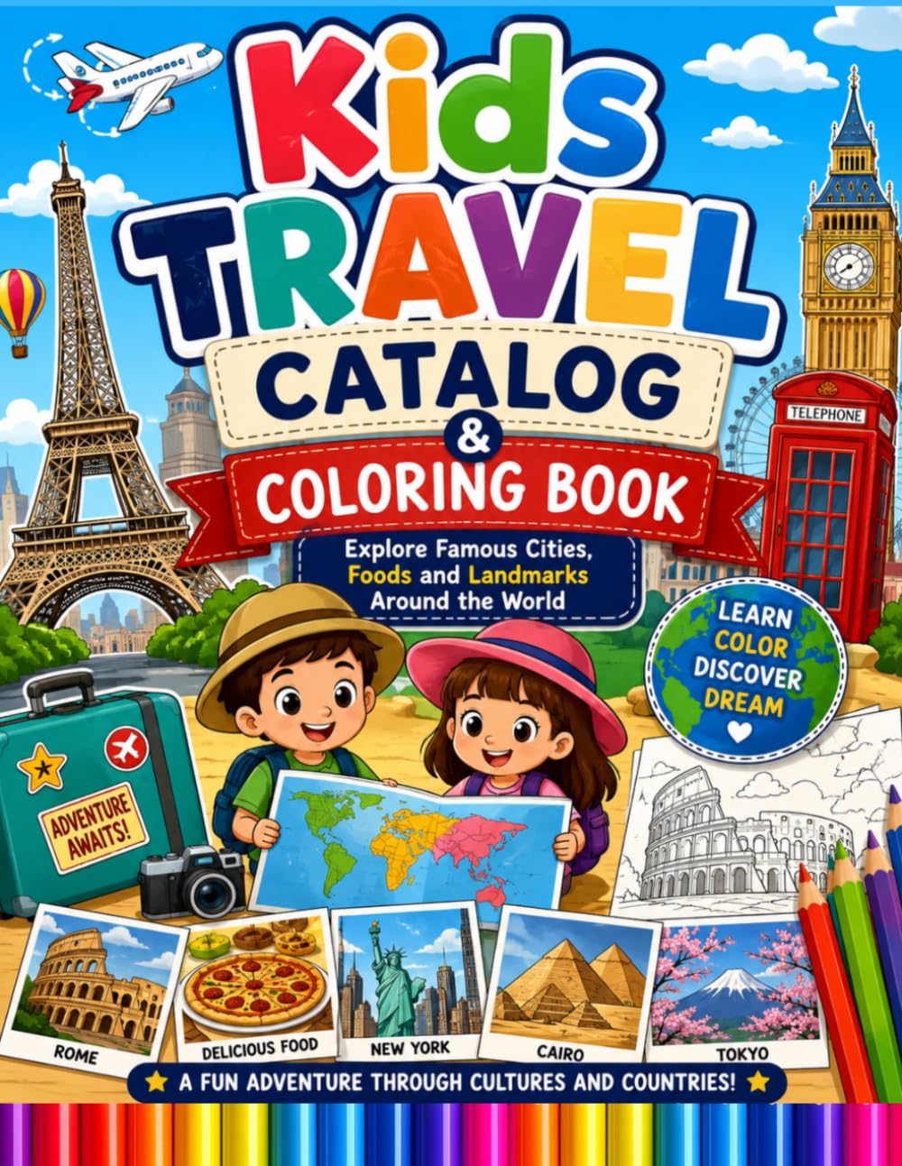 Kids Travel Catalog Coloring Book: Explore Famous Cities, Foods and Landmarks Around the World