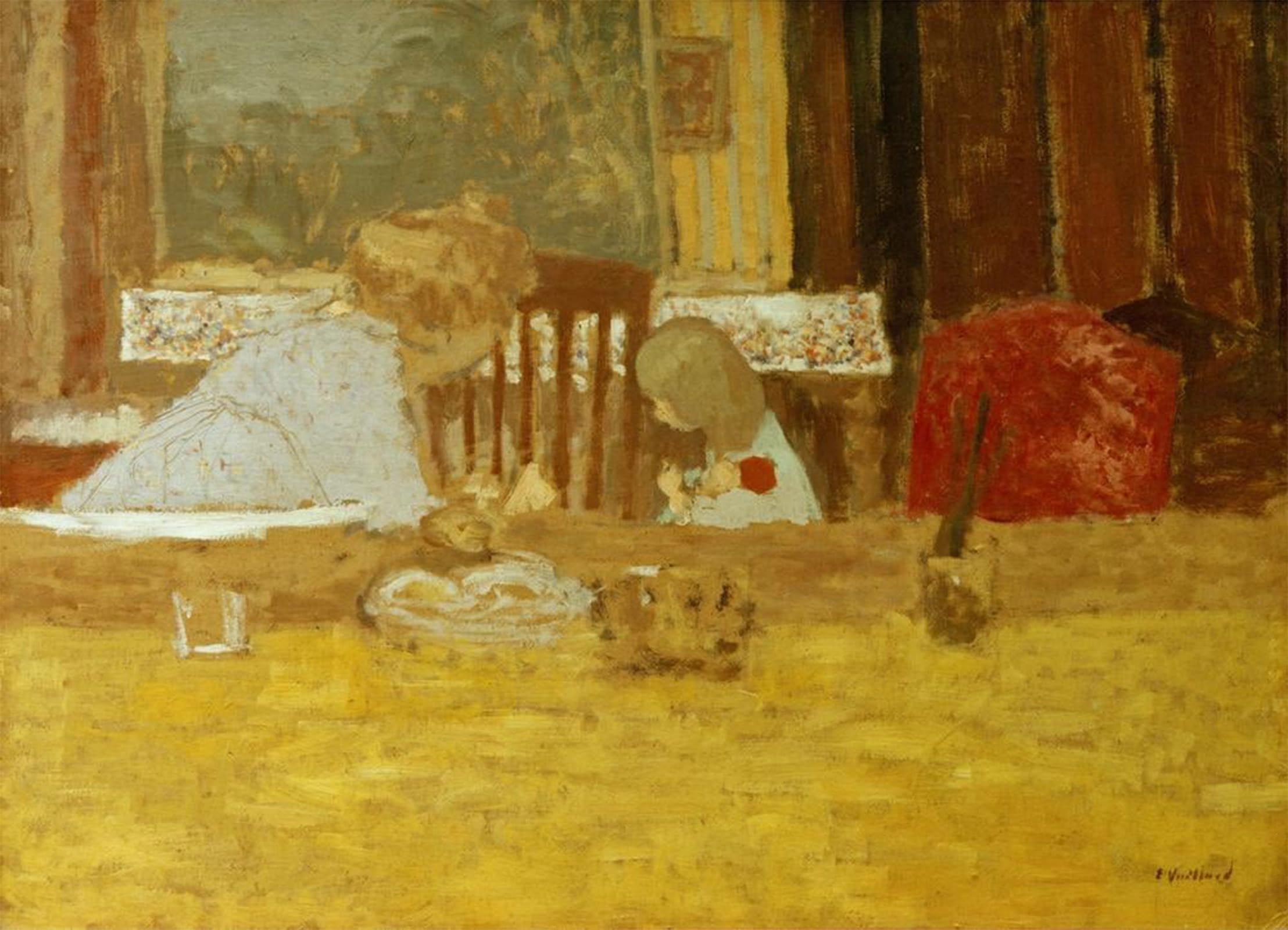 Posteriik No Frame Famous Modern Artwork Art Mural Olga Natanson Et Sa Fille Marcelle By Edouard Vuillard Oil Paintings Pictures For Home Decor 60X90cm