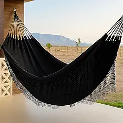 Rede de Descanso Jeans 100% Algodão 4,00x1,50m – Conforto, Qualidade e Durabilidade Dormir (Preto)