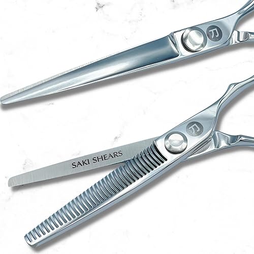 Miniatura 5 de Saki Shears Majime - Juego de tijeras de corte de pelo de 6 pulgadas incluye tijeras de corte, tijeras de adelgazar, maquinilla de afeitar y estuche