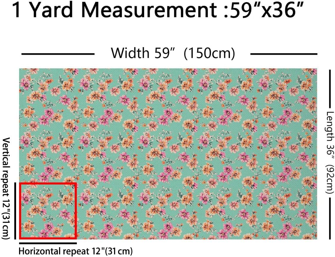 Flower Upholstery Fabric by The Yard, Vibrant Floral Pattern Outdoor Fabric, Watercolor Tropical Plant Decor Fabric, Abstract Aesthetic Quilt Fabric for Clothing Quilting Sewing, 10 Yards, Colorful