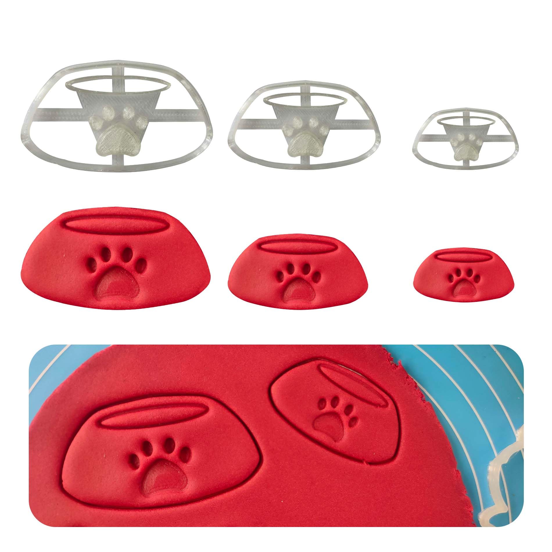JSA 3pc Dog Bowl Shape Cookie Cutter Set - Adorable Baking Fruit Vegetable Sandwich Bread Fondant Biscuit Clay Cake Dough Polymer Cutter Craft Stencil Stamp Jewellery and Crafting Tools