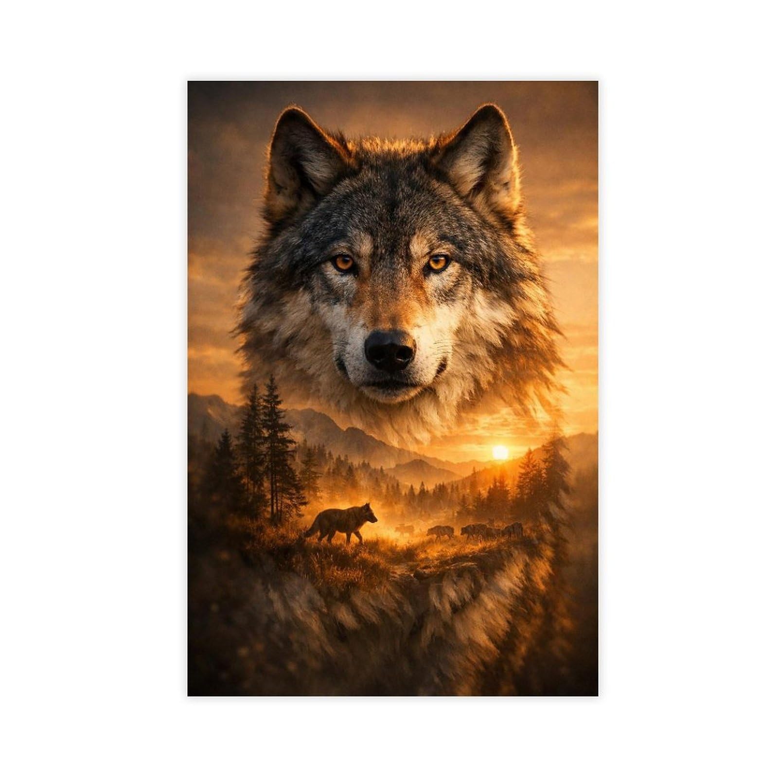 Jfecth Unframe-Style Wolf Poster Canvas Poster For Dorm Room Decor Gift