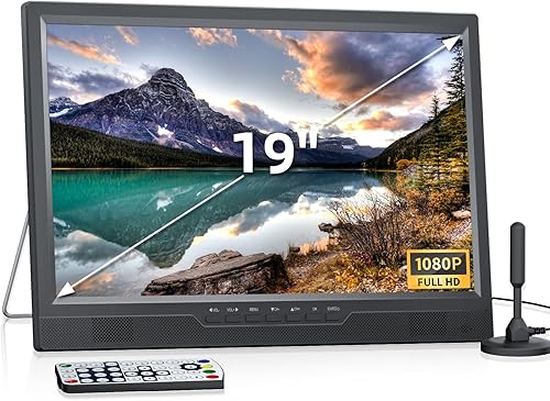 NORTHING Televisor portátil de 19.2 pulgadas con antena, televisor pequeño LED de 1080P con entrada HDMI/entrada /AV/puerto USB, monitor portátil