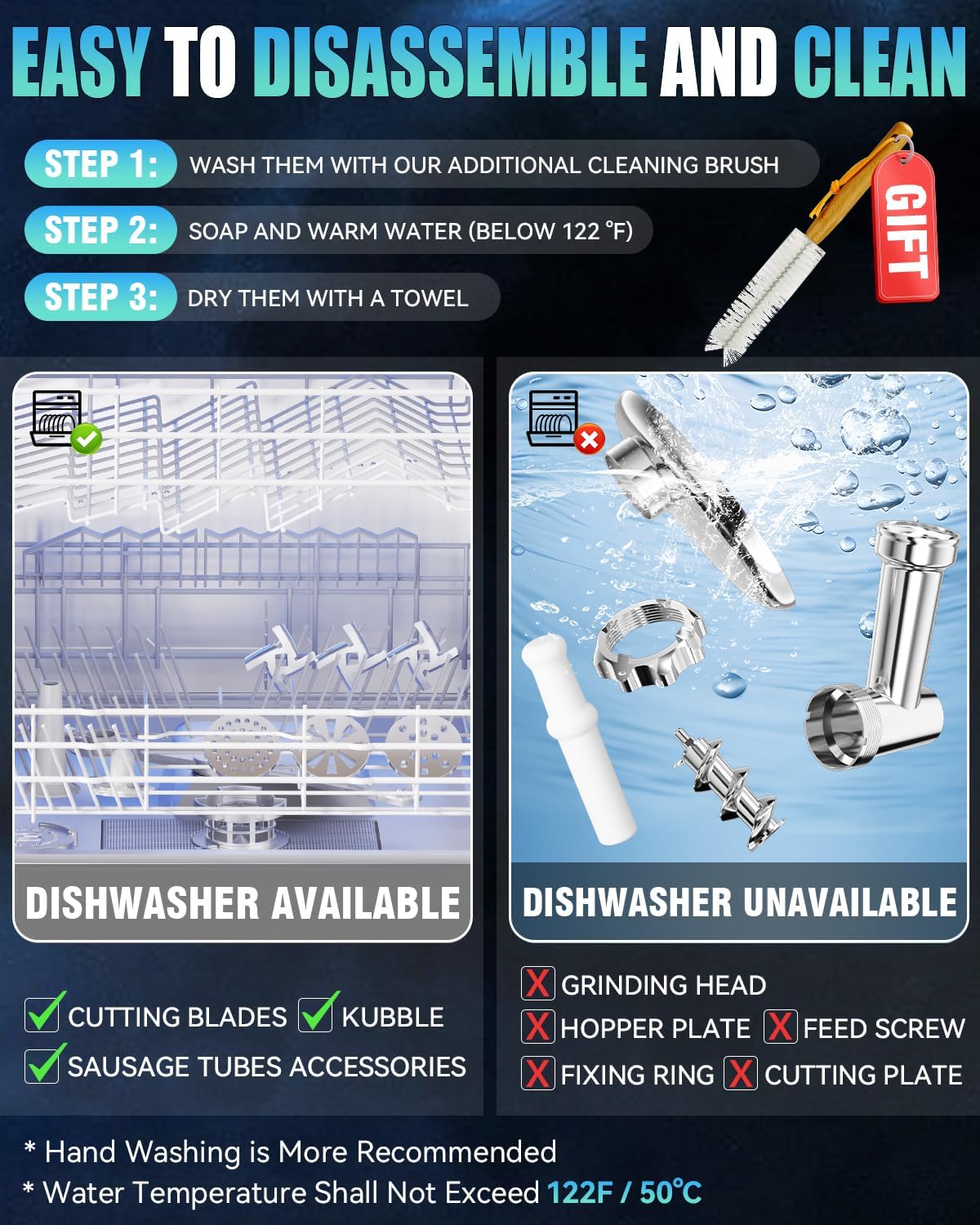 5.0 Upgrade Electric Meat Grinder【NO.1 Germany 3500W Super Motor】【SGS Certified SUS304 Blade & Plate】3-Second Fast Meat Grinding, Perfect For Meat Grinders For Home Use (SILVER)