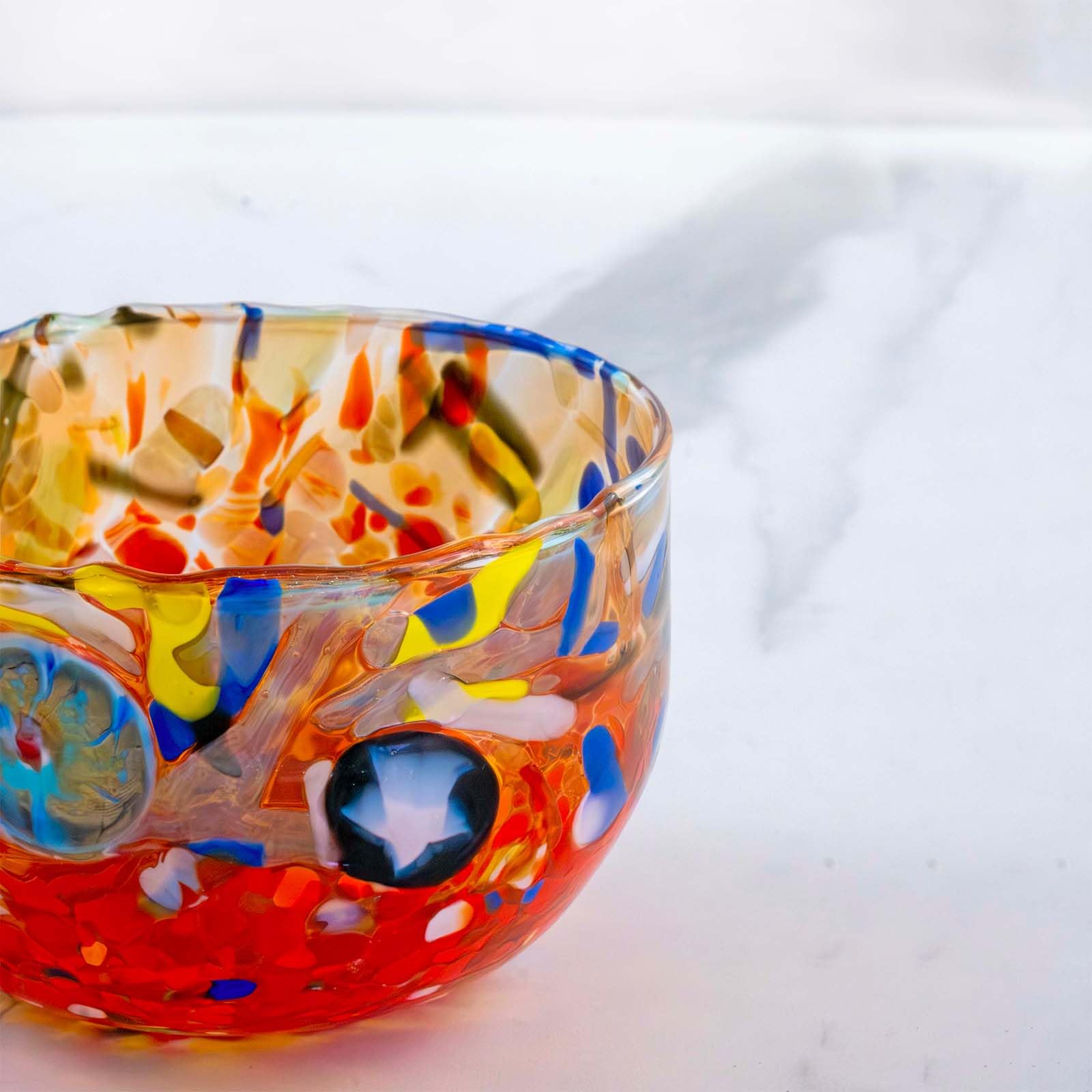 MurArt Coupelles en verre de Murano.Decoro MG. Diamètre 12 cm. Fabriqué à la main en Italie. (Rouge)