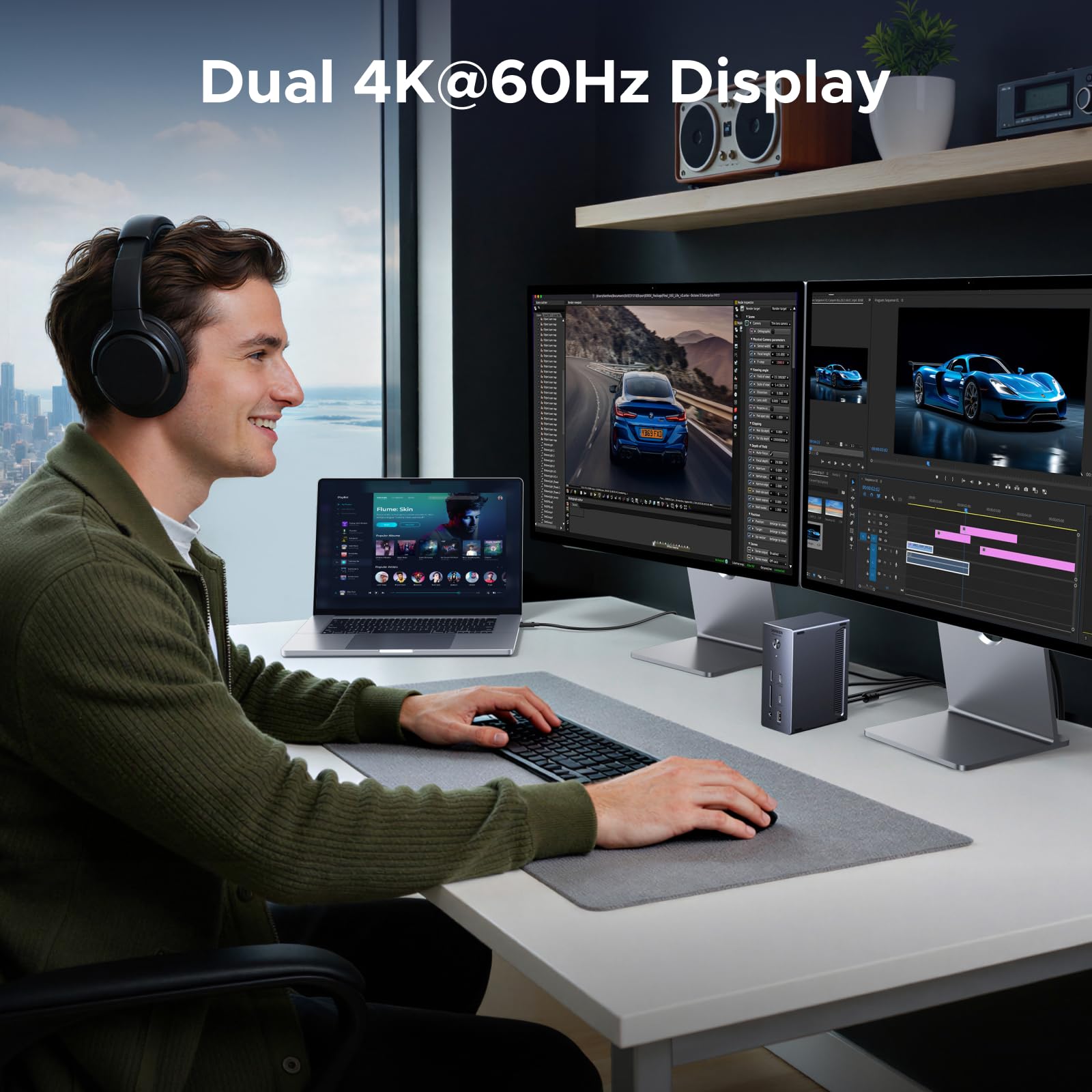 UGREEN Thunderbolt 4 Dock 40Gbps, 96W Aufladen, für TBT4-Laptops | Revodok Max 13-in-1 TBT4 Single 8K, Dual 4K@60Hz, 20W USB-C Aufladen für Handy