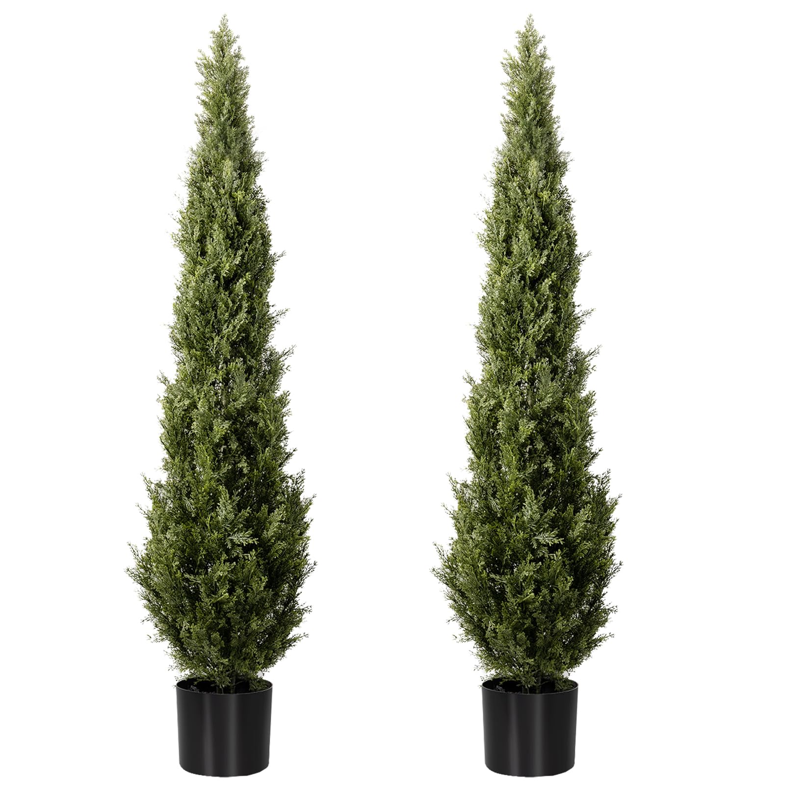 5ft artificial cedar topiary trees 2 set, realistic fake cypress tree tall faux pine shrubs plants artificial cypress trees for home offices porch decor (cedar topiary trees, 5ft)