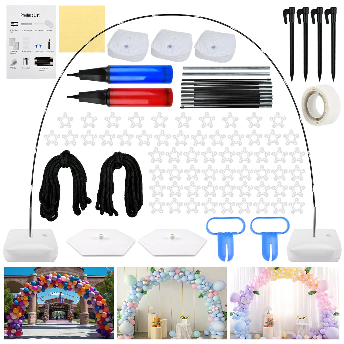 TMBMLPP Balloon Arch Kit with Stand, 10ft Adjustable Arch, Water Fillable Base, Wedding & Birthday Party Decor