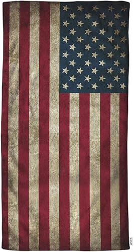 oFloral Toallas de mano de algodón con bandera estadounidense, estilo retro vintage, cómodas, superabsorbentes, suaves para baño, cocina, yoga,