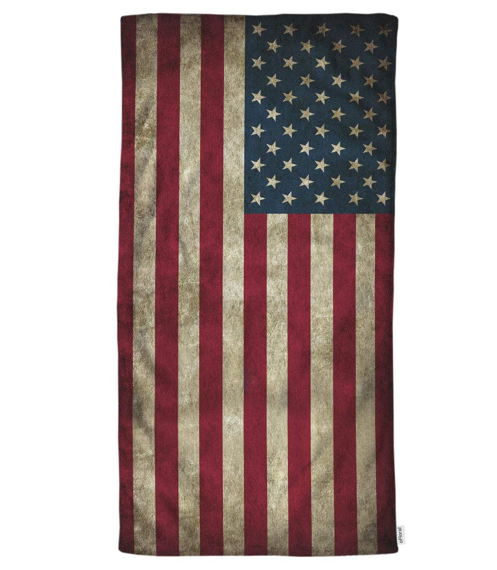 oFloral Hand Towels Cotton Washcloths American Flag Vintage Retro Style,Comfortable Super-Absorbent Soft Towels for Bath/Kitchen/Yoga/Golf/Hair/Face