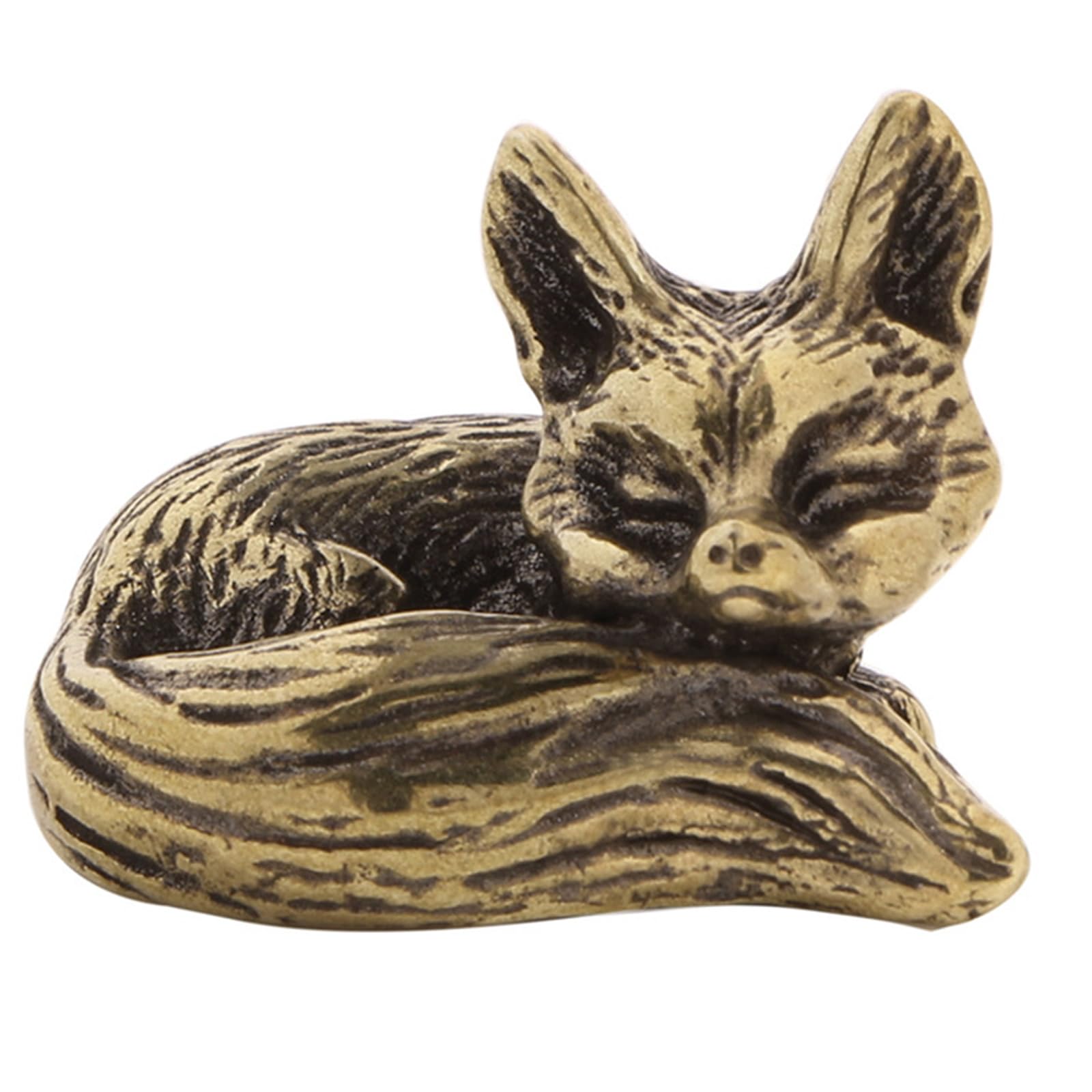Lerpwige Ancient Antique Metal Foxes Miniature Statue Compacts Home Accent Decorative Piece with Intricate Carving Detail Antique Metal Foxes Figurine