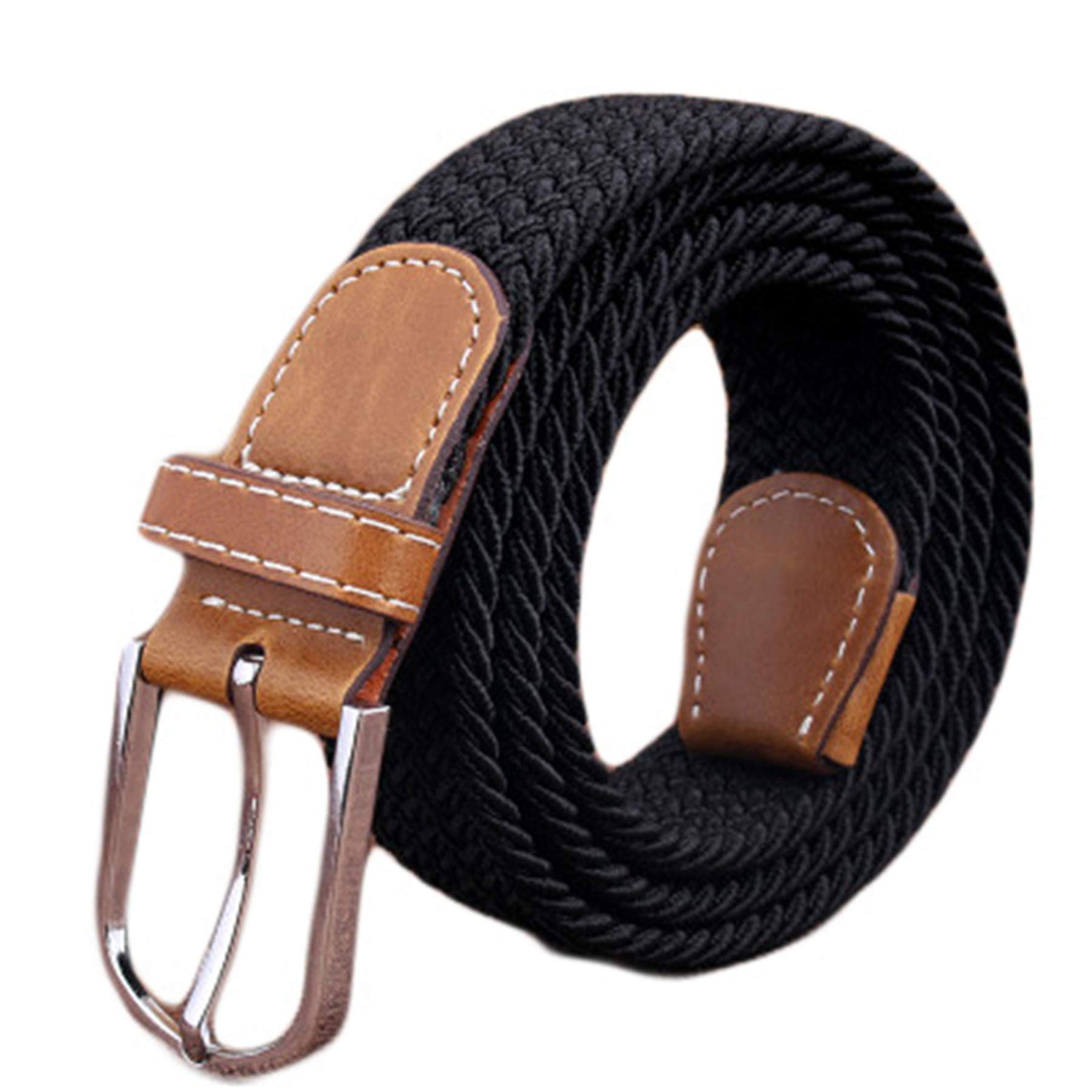 Andongnywell Elastic Canvas Braided Belt for Men Women Stretch woven belt Multiple Colours Waist Cinch Waist band