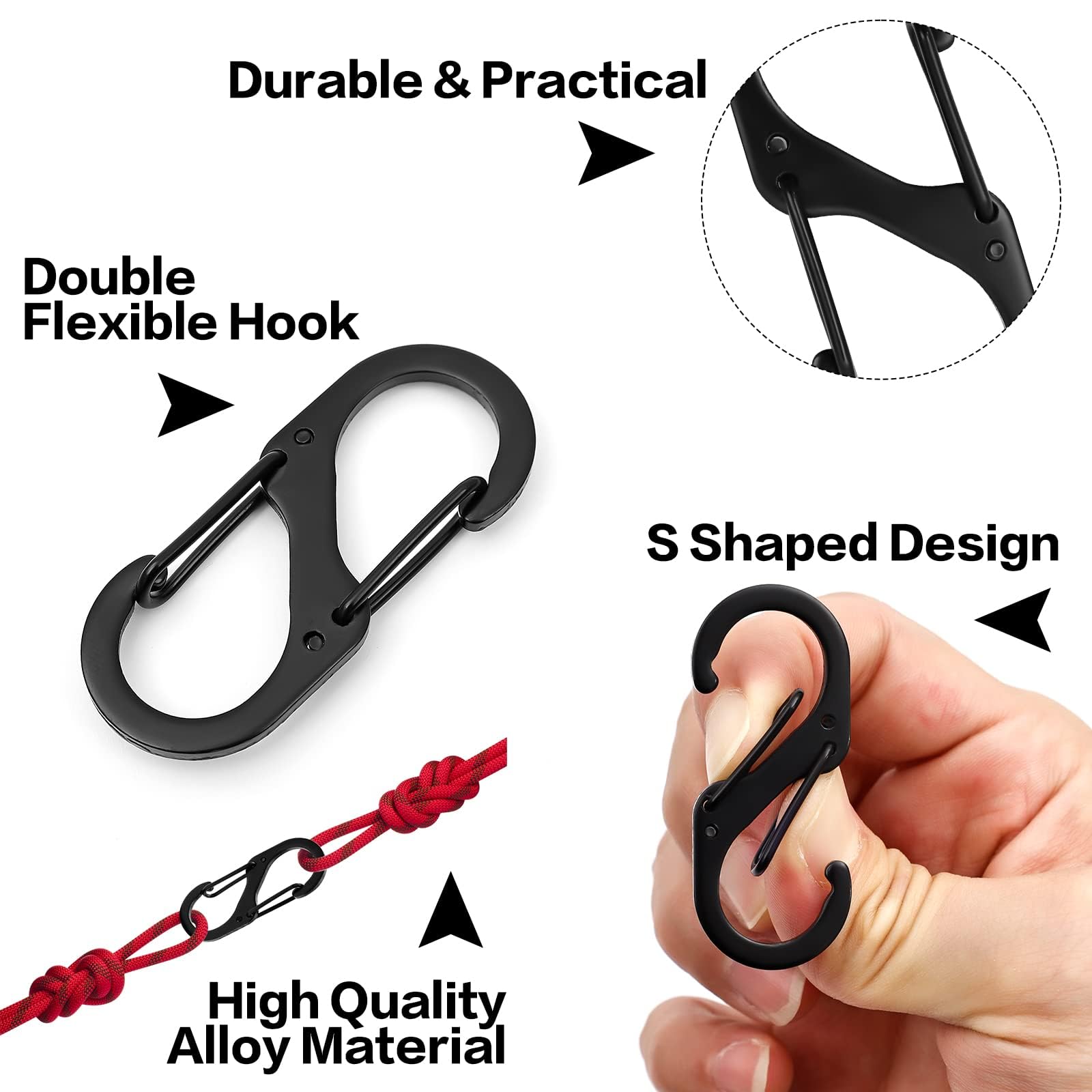 4PCS Ressort Voile D'Ombrage Et 8PCS Petit Mousqueton, Fixation Voile D