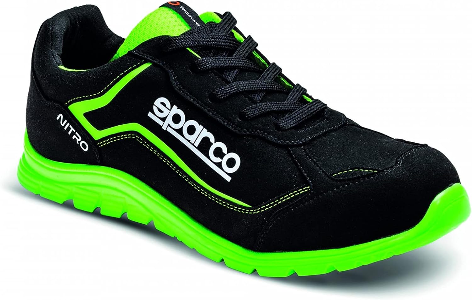 Sparco 0752243NRVF, Teamwork Scarpa Antinfortunistica Da Lavoro-Bassa per UOMO E Donna-Nitro-S3 SRC, Botas de Seguridad y contra Incendios Unisex Adulto, Nero/Verde, 43 EU, Multicolor, 42/50