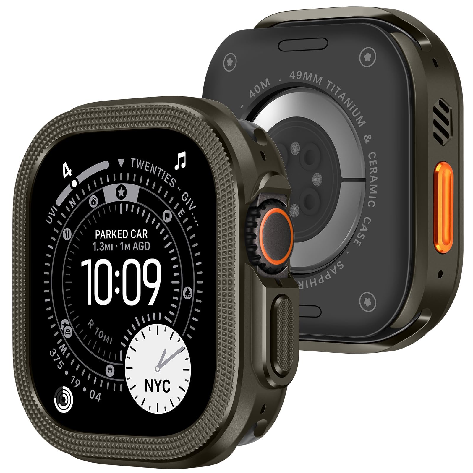 Amizee 2 en 1 Coque Compatible avec Apple Watch Ultra 3/2/1 49mm avec la Couverture Arrière, Rugged Résistant aux Chocs Bumper Résistant Protecteur Coque pour iWatch 49mm, Graphite