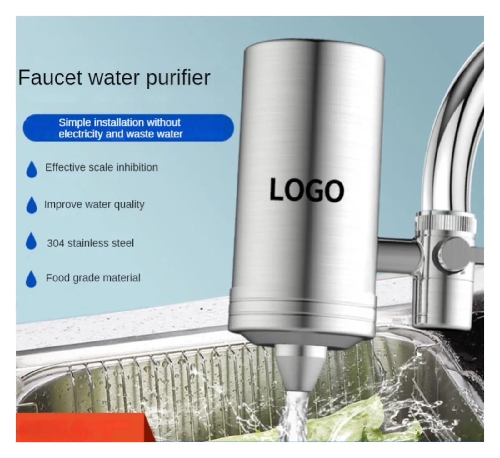Sistema de filtración de agua con montaje en grifo, filtro de 7 etapas, purificador de agua de grifo montado en acero inoxidable 304 for fregadero, reduce el plomo en un 99 %(Antiscale Carbon)