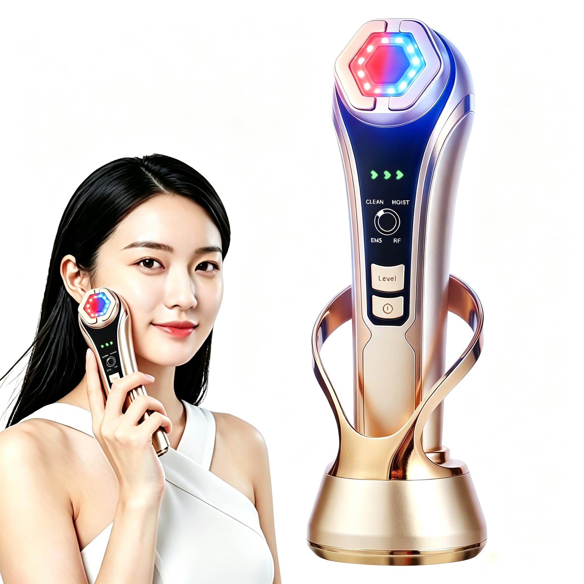 Amazon.co.jp: 美顔器 1台多役 EMS RF イオン導入導出 超音波 温熱ケア