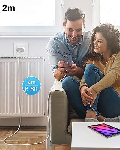 Miniatura 7 de Cargador súper rápido para iPhone, paquete de 2 unidades de 20 W, bloque de carga rápida USB C con cable Lightning de 6.6 pies, cable de carga
