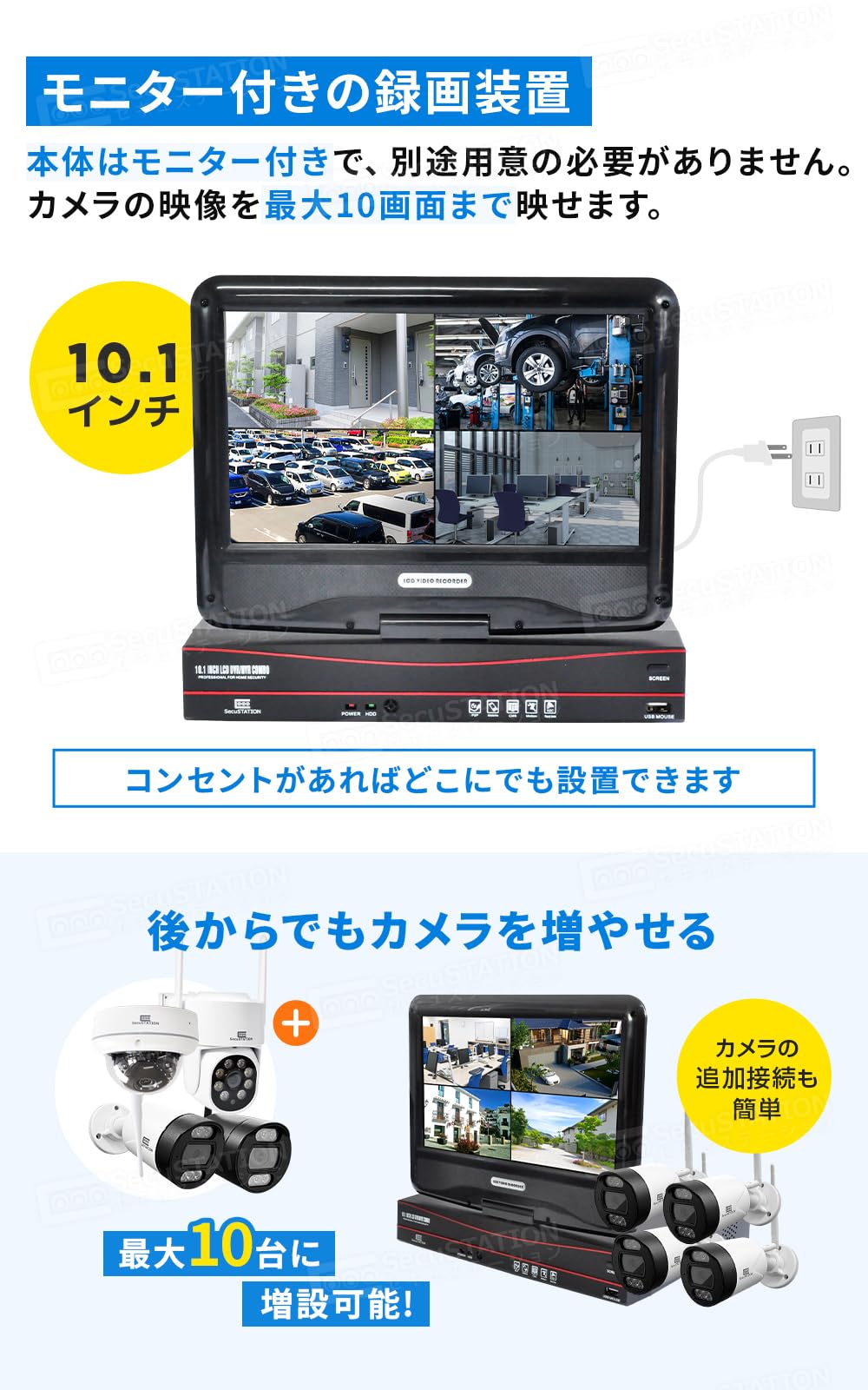 Amazon.co.jp: SecuSTATION 防犯カメラセット SC-DR85K・DE55(A)-EX
