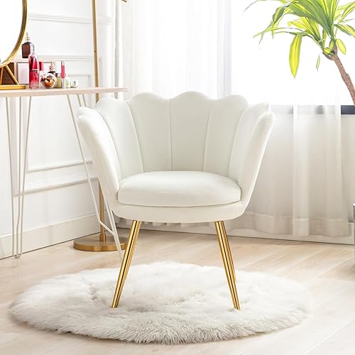 Miniatura 10 de CHAIRUS - Silla de sala de estar, silla decorativa de terciopelo retro moderno de mediados de siglo con patas de metal dorado, silla de tocador de