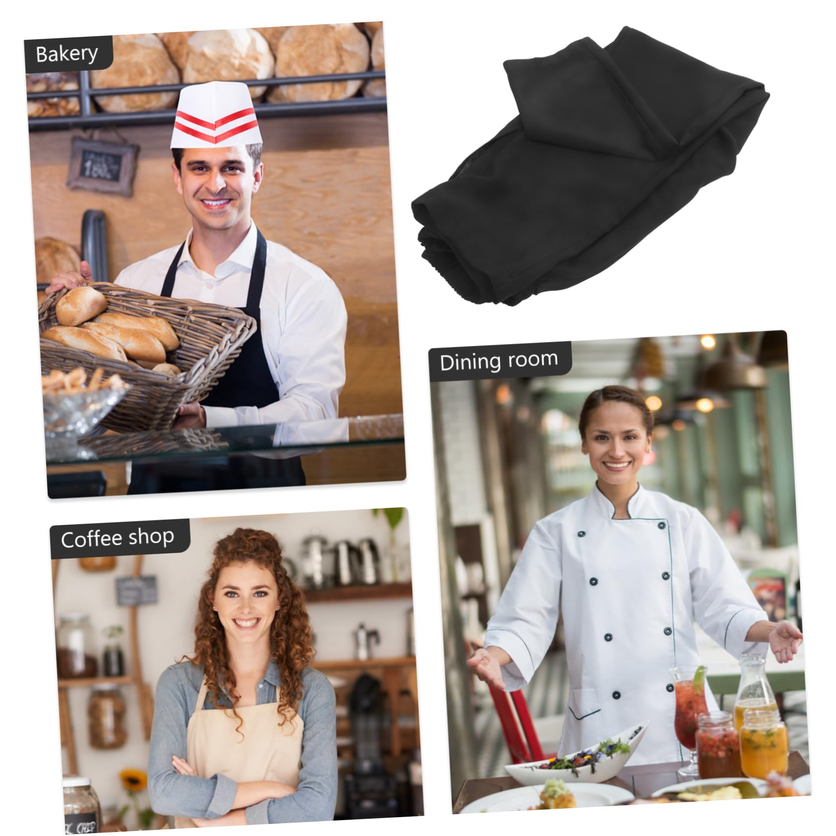 CLISPEED Pantalon de Chef Unisexe Noir en Polyester Respirant et Résistant à l'huile, Cuisine et Restaurant, en Tailles L, XL, XXL, XXXL