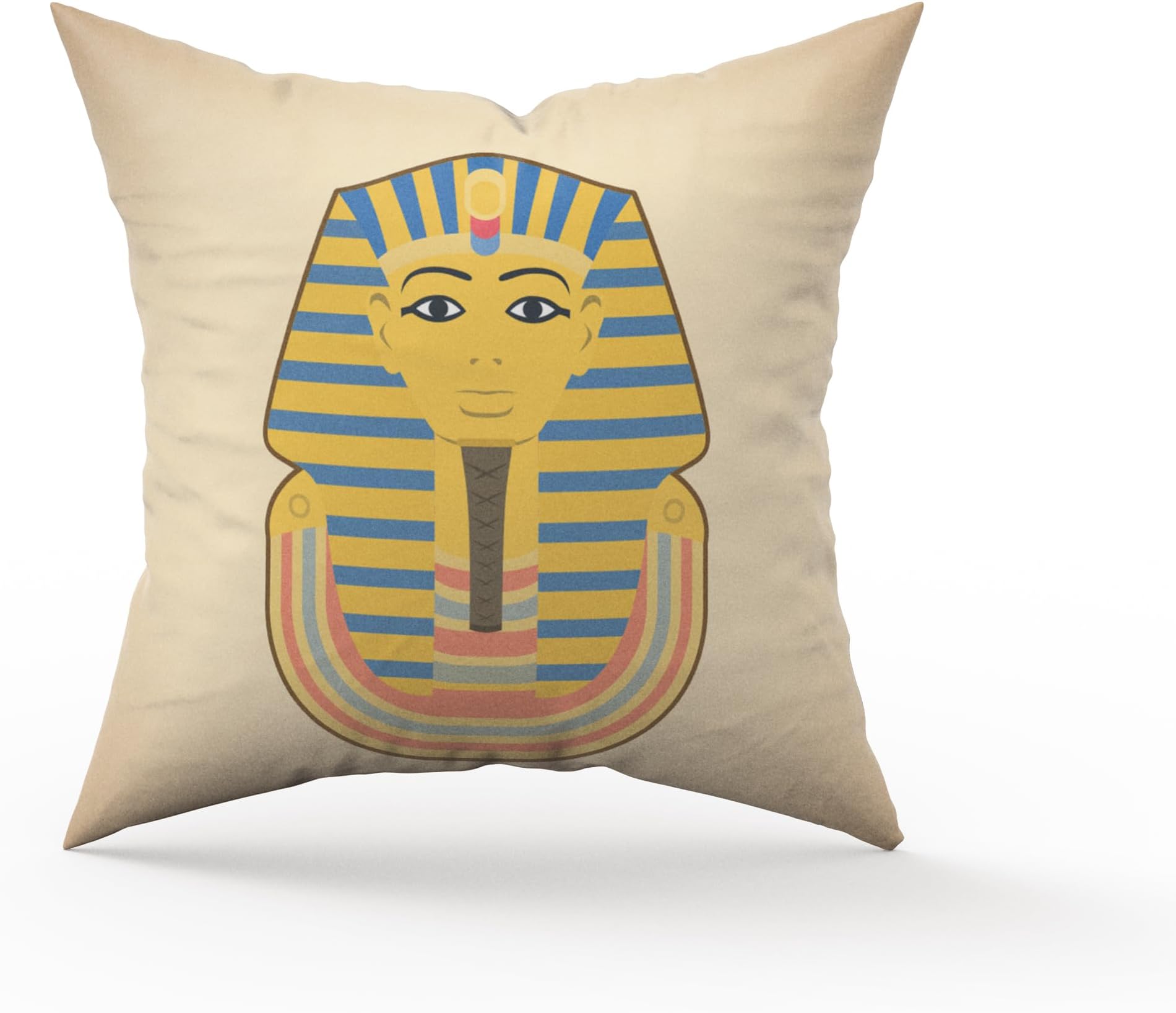 PRINTNAWAB Decorative Egypt Pharaoh Design Cushion Covers/Pillow with Filler for Living Room and Sofa (Multicolour, 12 x 12 inches)