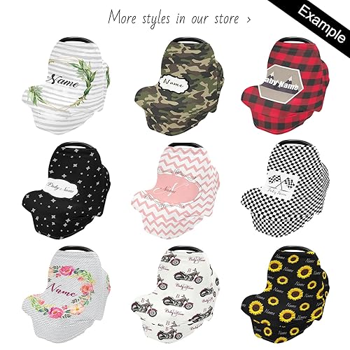 Miniatura 2 de Fundas de asiento de automóvil con nombre personalizado para bebé niño, bufanda de lactancia materna, fundas de lactancia transpirables para