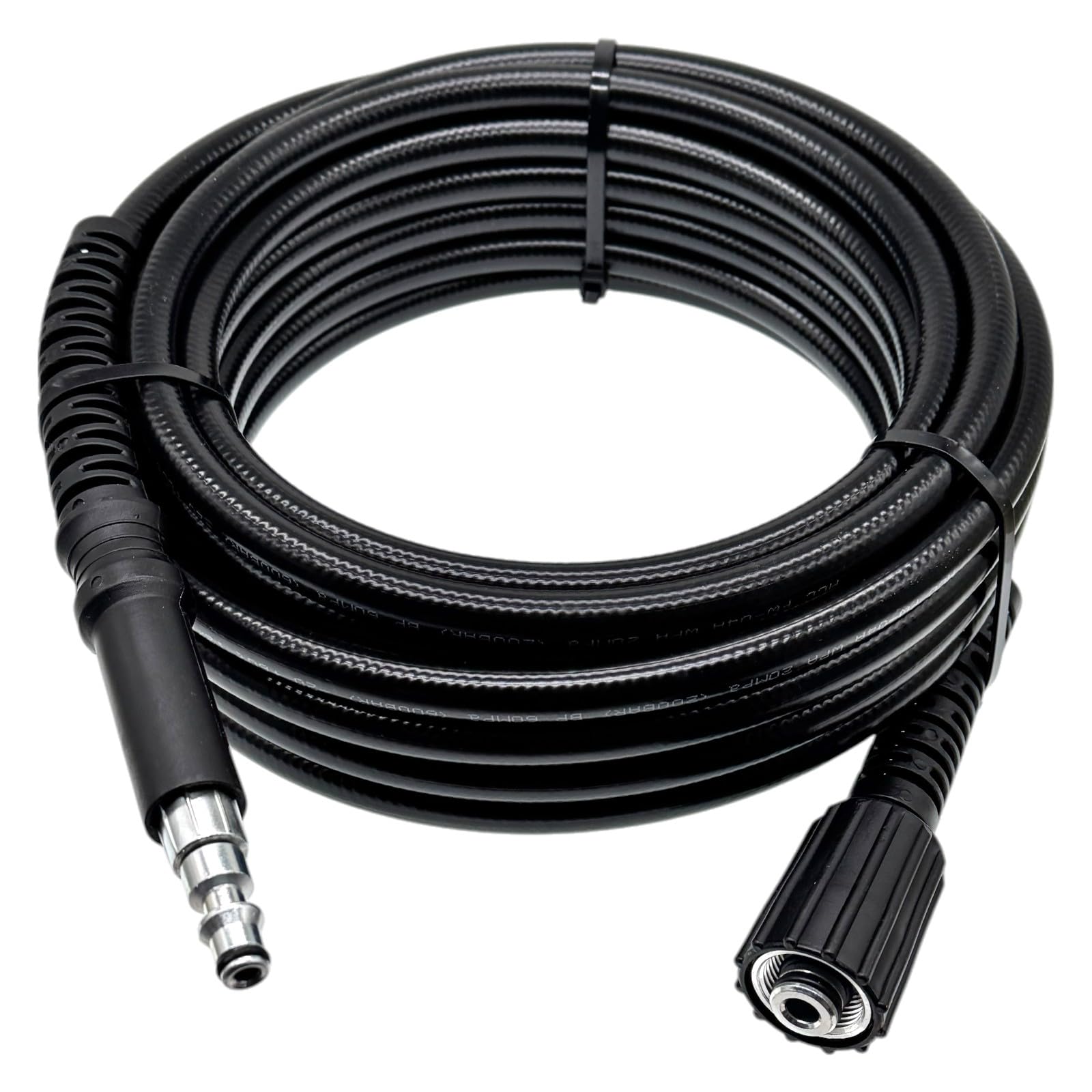 M&M Smartek Tuyau haute pression 5 m, Noir, Silicone, Compatible Lavor 4.018.0096, Max. Pression 160 bars, Température 40 °C, Raccord rapide, NW 6 x 1, M22 IG, 1/4