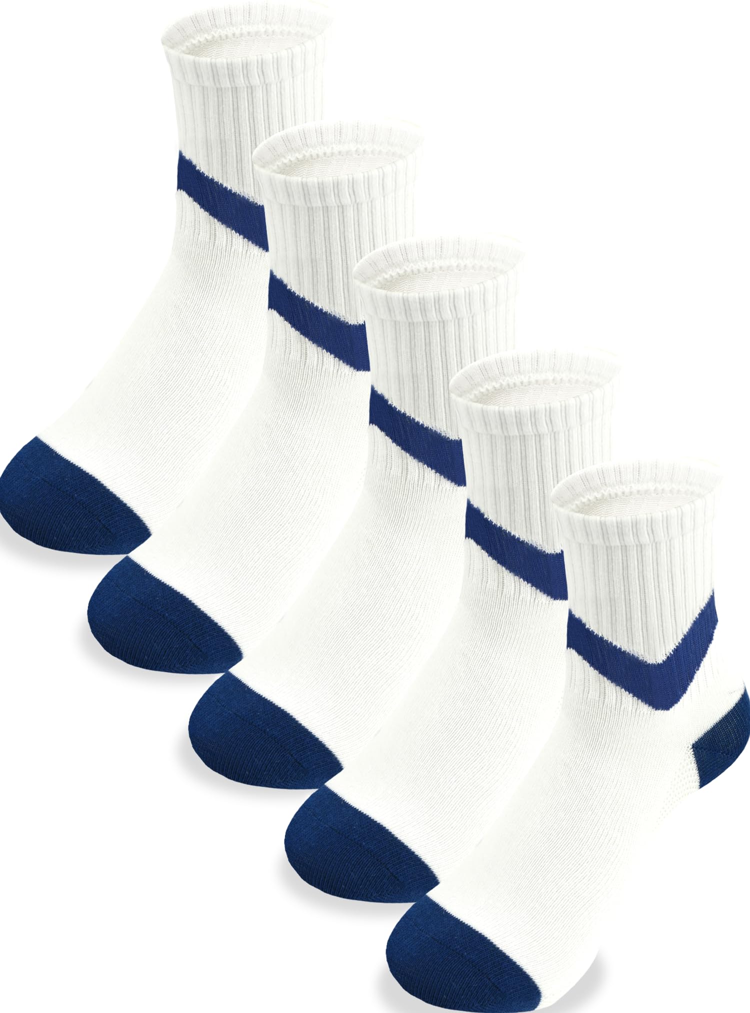 Boys Socks Athletic Crew Cotton Seamless Toes Breathable 5-Pack 4-18Years
