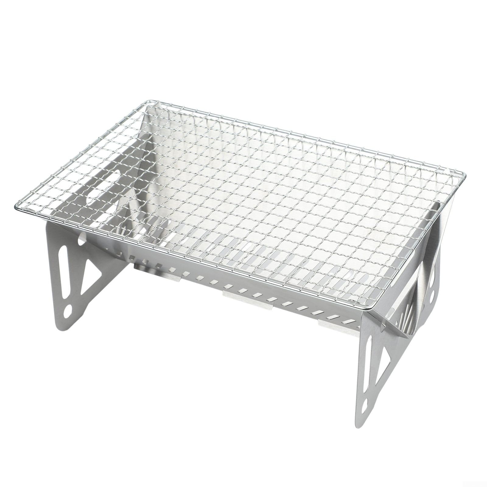 Parrilla plegable para fogata, 40 x 24,2 x 17,5 cm, estufa portátil de carbón para acampar al aire libre, construcción de acero inoxidable, montaje rápido y uso multiescenario (40 x 24,2 x 17,5 cm)