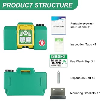 Portable Eye Wash Station OSHA Approved Emergency - Yzzwer 8 Gallon Wall Mount Eyeshadow Irrigation Kit - Ansi Certified