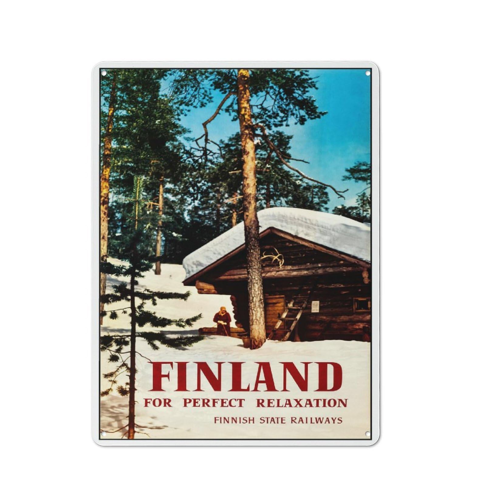Finland Travel Decorative Tin Plaque 40x30cm, Decorative Novelty Wall Art for Hallway, Home Bar, Garage Or Study