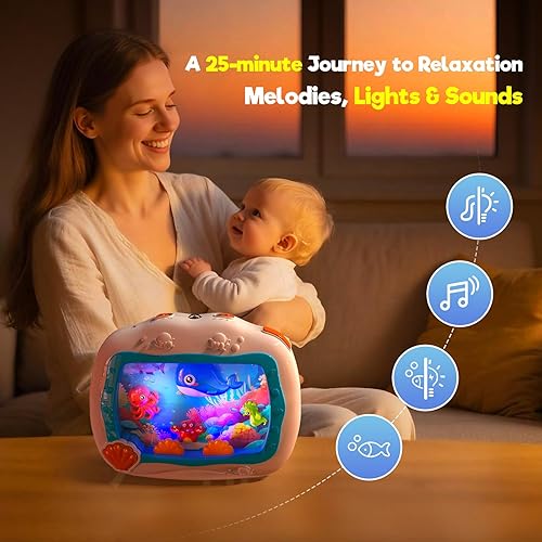 Miniatura 6 de Juguete musical para dormir para bebé, máquina de sonido con sonidos ligeros y relajantes, cuna infantil móvil colgante y juguete de viaje en
