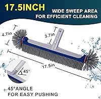 Vista 5 de POOLAZA Cepillo de piscina de 360 grados, cabezal de cepillo de piscina resistente de 17.5 pulgadas para piscinas enterradas/piscinas sobre