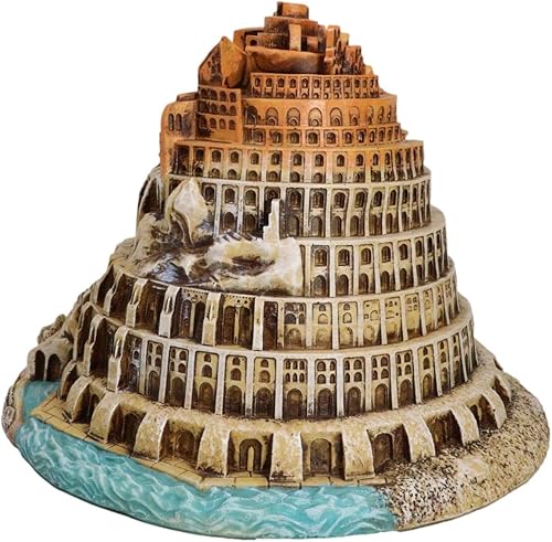 Miniatura 6 de Ebros Gift Antiguo Testamento Judeo Cristiano Fe Génesis 11 Torre abandonada de Babel Representación arqueológica con inscripción hebrea de Nimrod