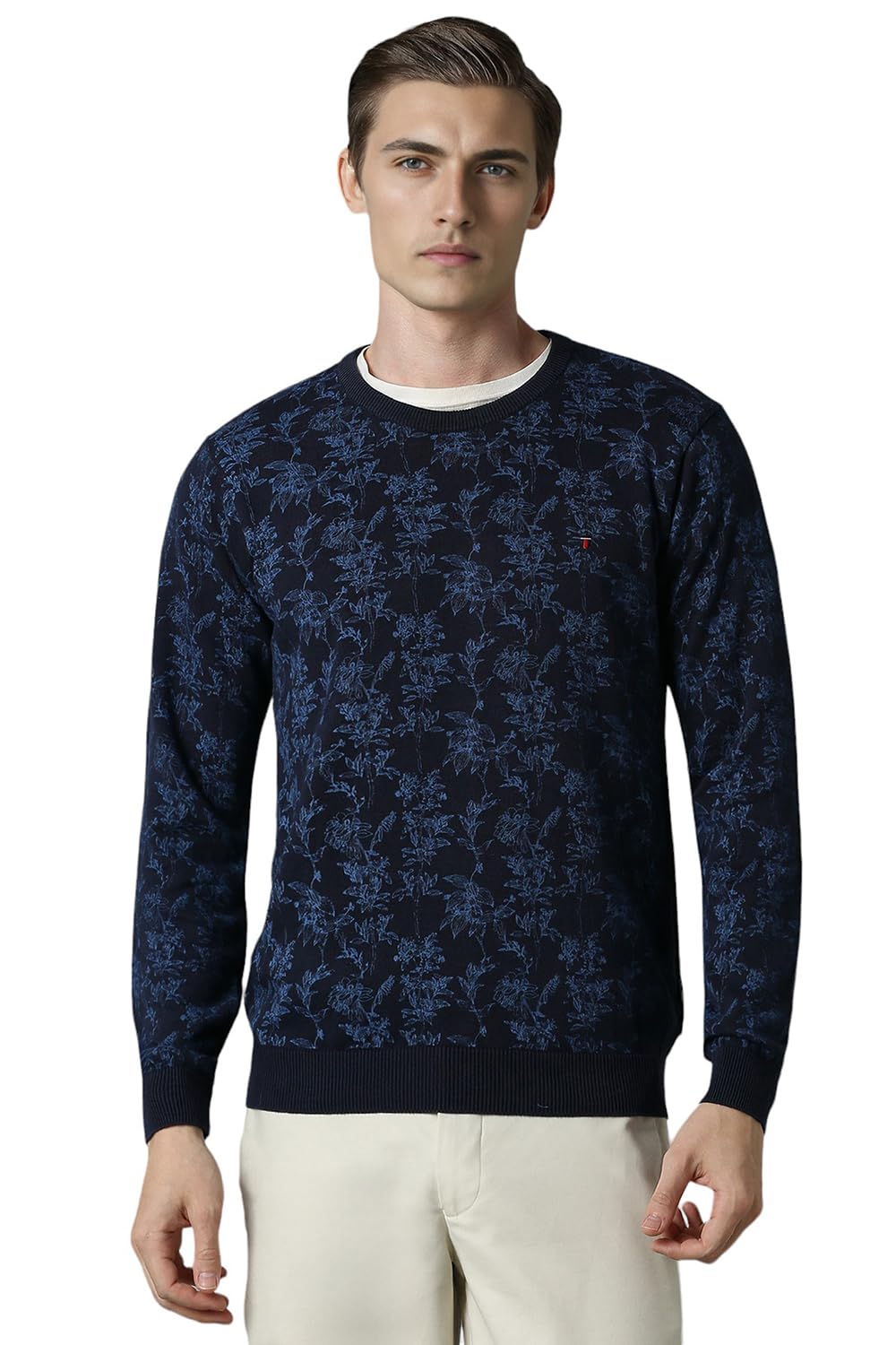 louis philippe Men Navy Print Crew Neck Full Sleeves Sweater-picture-32