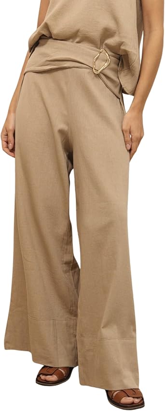 Bianstore Womens Wide Leg Pant High Waisted Casual Loose Fitted Trousers Long Straight Palazzo Pants
