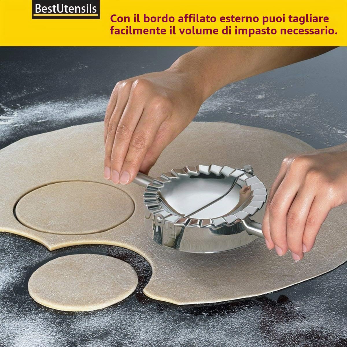 Stampo per ravioli/pierogi e tagliapasta in acciaio inox, large