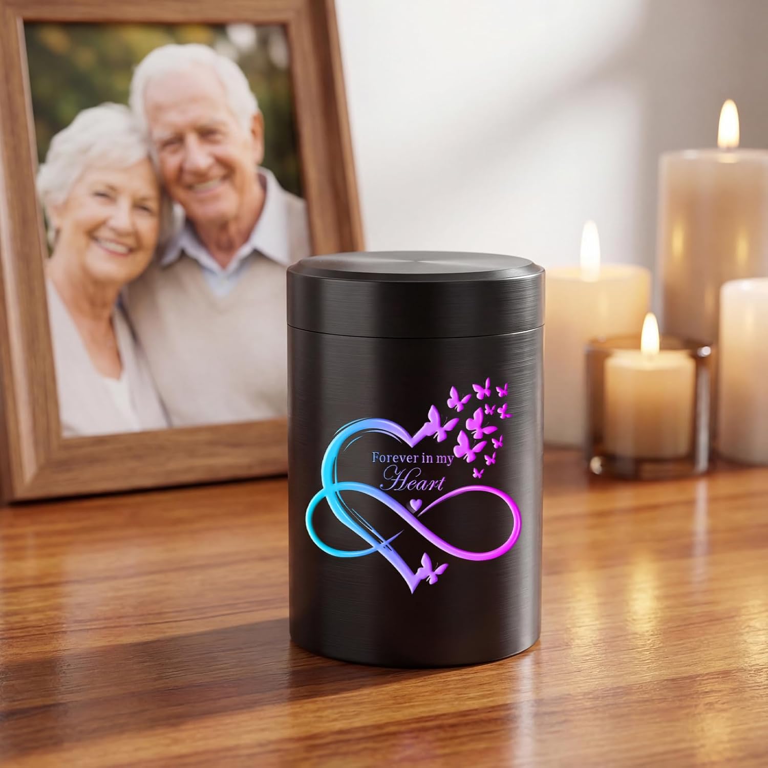 Personalized Small Urns for Human Ashes 2.6 inch Urn for Ashes Adult Male Female Aluminum Alloy Keepsake Urns Mini Urns for Human Ash Funeral Holder - Forever in My Heart
