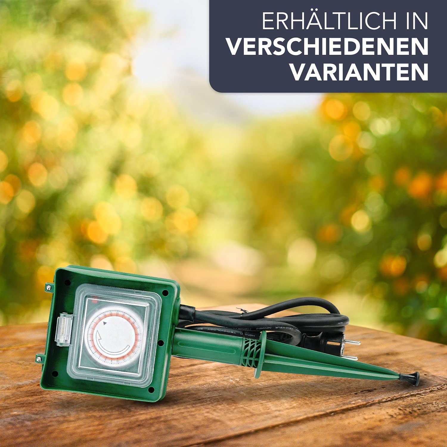 PerfectHD Multiprise de Jardin 2 Prises - Prise extérieure avec minuterie - Multiprise - IP44 - avec Piquet - Vert - 15 Variantes