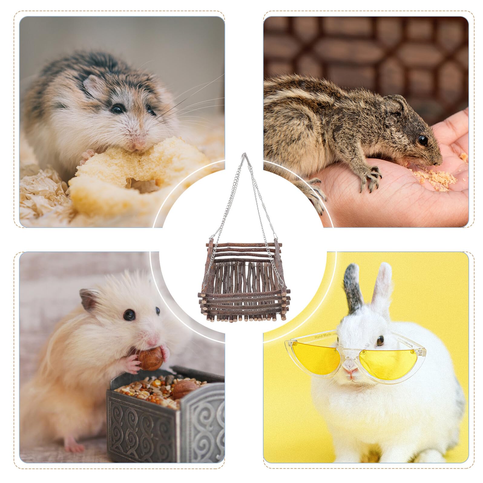 Homoyoyo Hamster Hängebett Satz aus Synthetischem Material Robust und Atmungsaktiv Braun als Dekoration und Spielzeug für Hamster und Kleine Haustiere im Käfig
