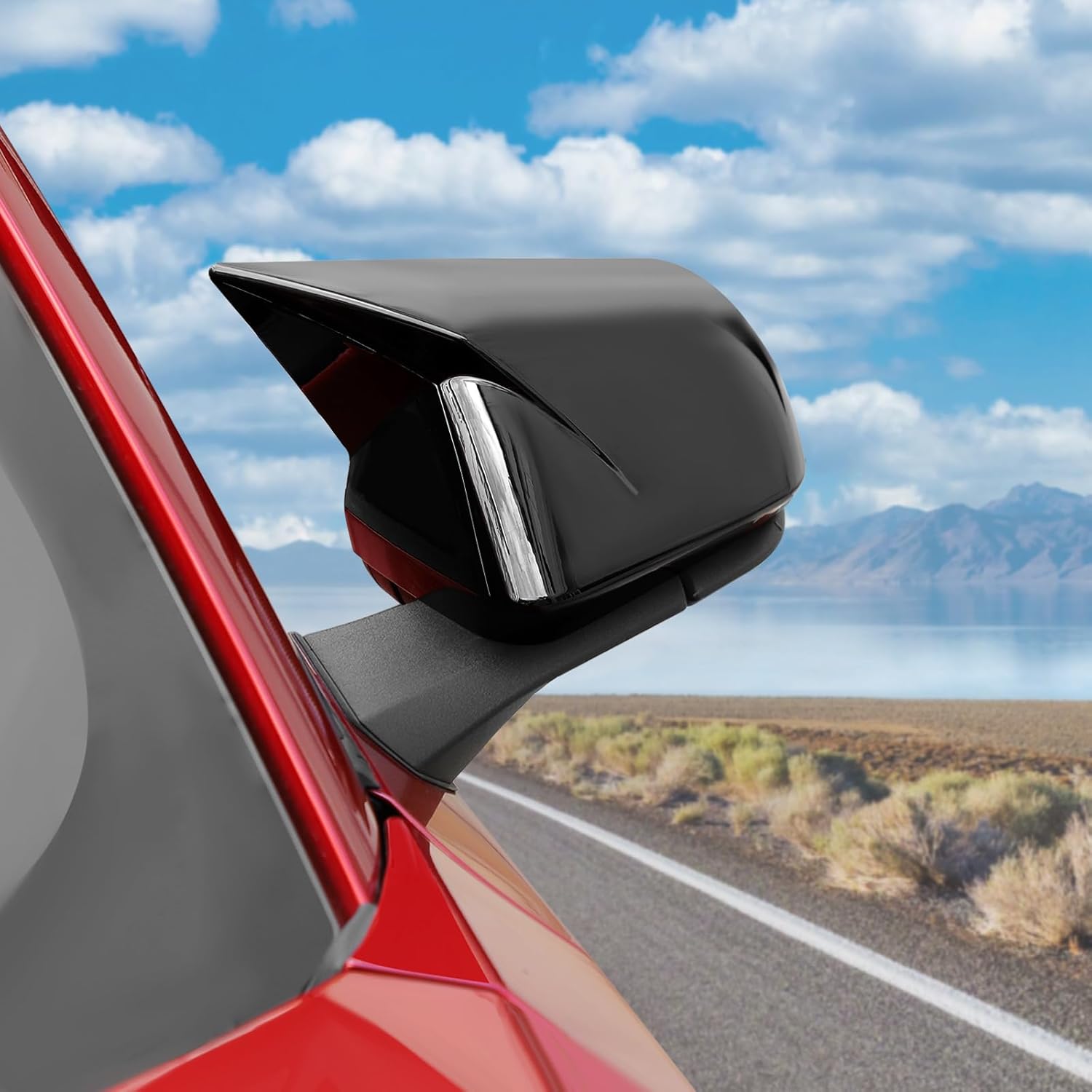 RT-TCZ Rearview Mirror Cover Trim Shell Kit Car Rear View Side Mirror With Turn Signal Decoration Exterior Accessories for Ford Mustang 2015-2025 (Black)