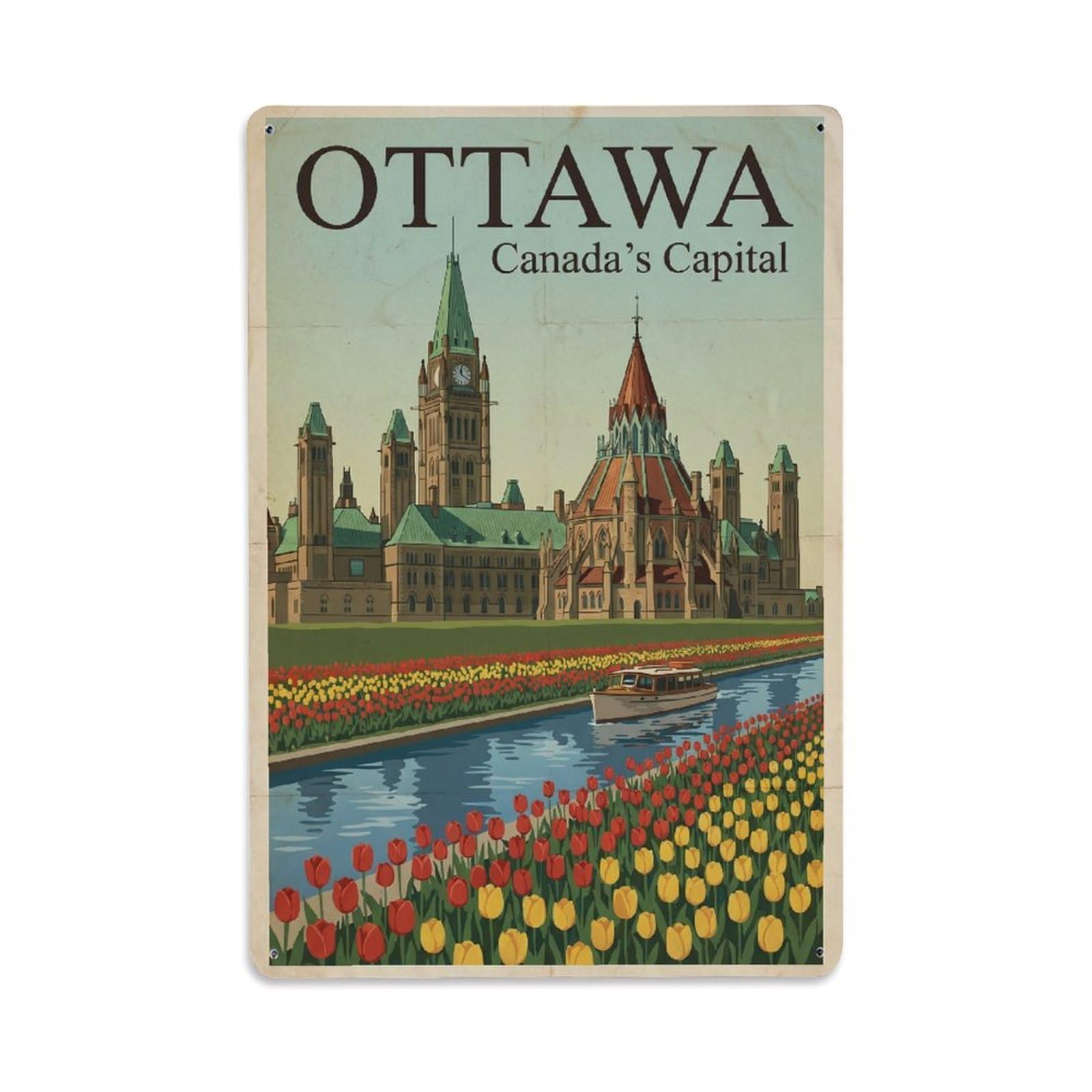 Huiyhb 8X12inch(20X30cm) Vintage Travel Canada Ottawa Metal Tin Sign